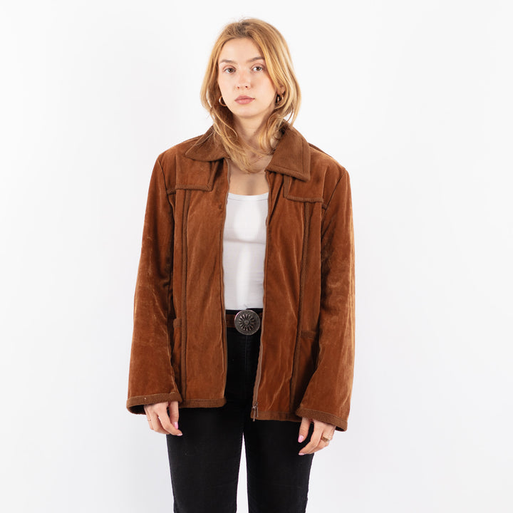 Vintage 90's Women Sherpa Jacket in BrownV9716