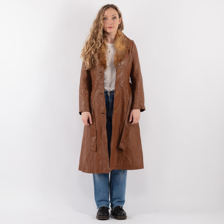 Vintage 70's Women Leather Coat in BrownV9296