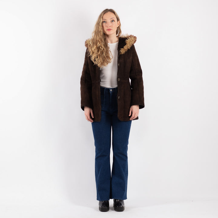 Vintage 70's Women Sheepskin Coat in Brown