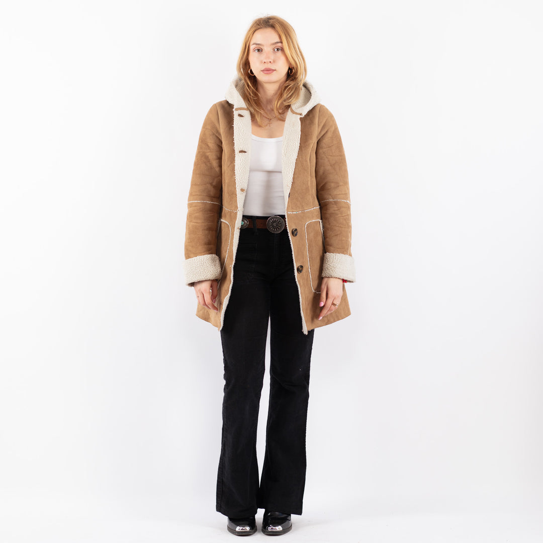 Vintage 00's Women Faux Sheepskin Coat in BeigeV9718