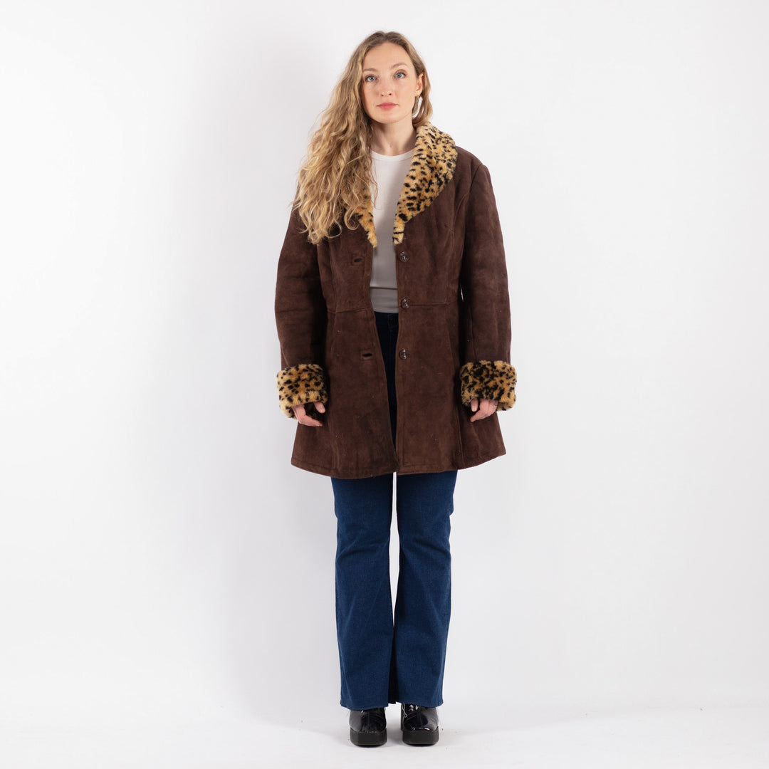 Vintage 70's Women Sheepskin Coat in BrownV9210