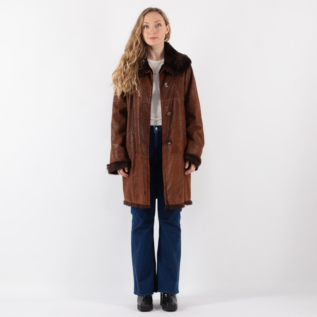 Vintage 80's Women Fur Coat in BrownV9414