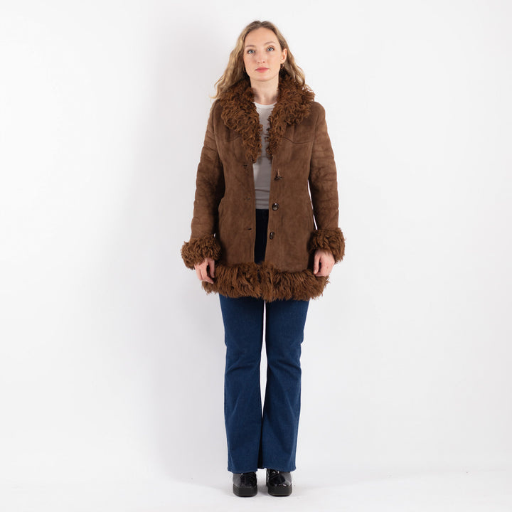 Vintage 70's Women Sheepskin Coat in BrownV9211