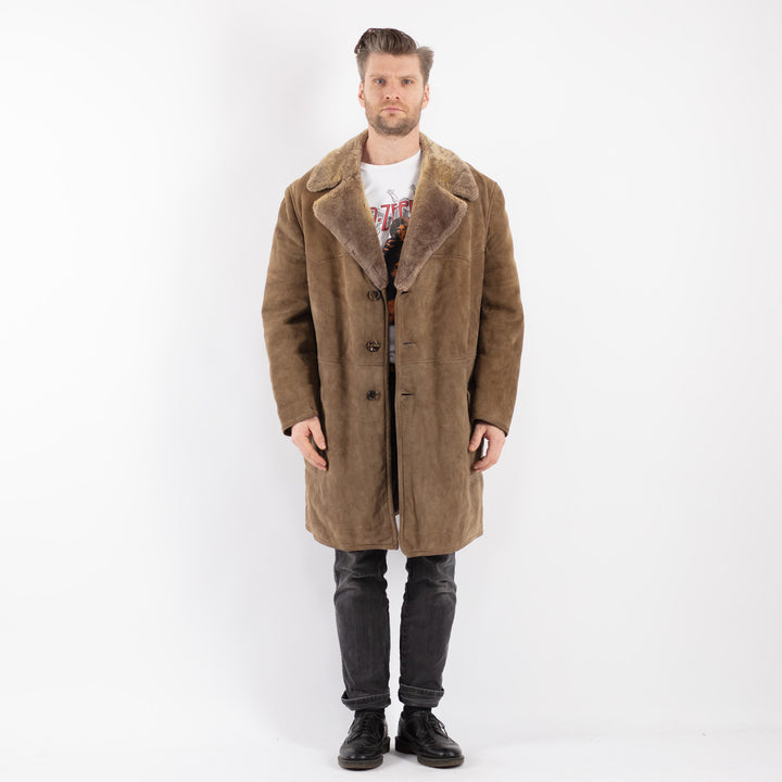 Vintage 70's Men Sheepskin Coat in BeigeZ496