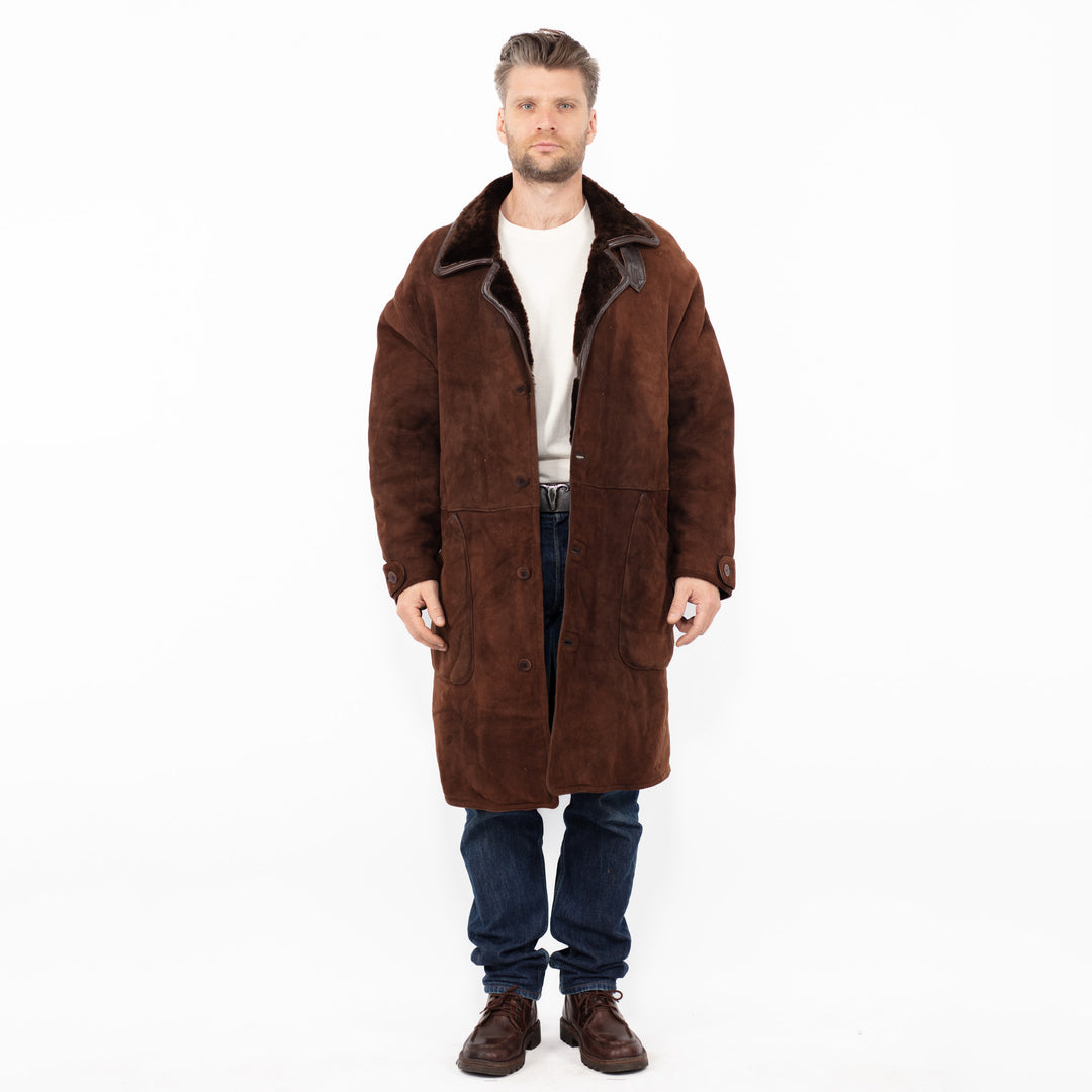 Vintage 70's Men Sheepskin Coat in Brown