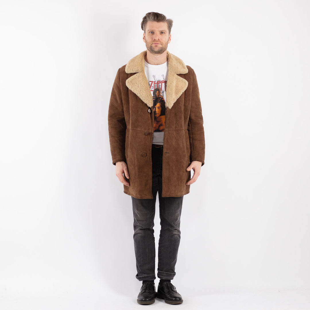 Vintage 70's Men Sheepskin Coat in BrownZ498