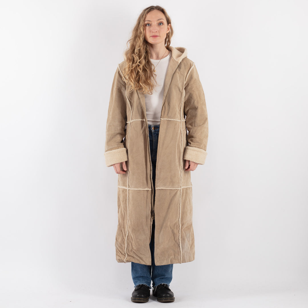 Vintage 90's Women Suede Sherpa in Beige