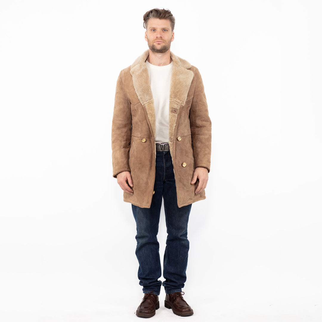 Vintage 70's Men Sheepskin Coat in BeigeZ2629