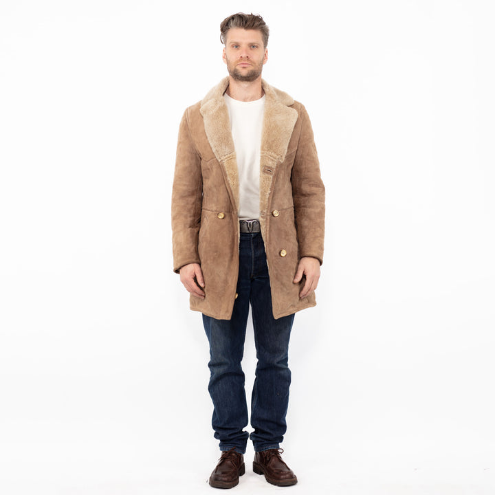Vintage 70's Men Sheepskin Coat in BeigeZ2629