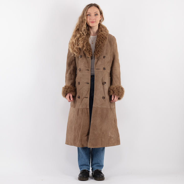 Vintage 70's Women Sheepskin Coat in BeigeV9304