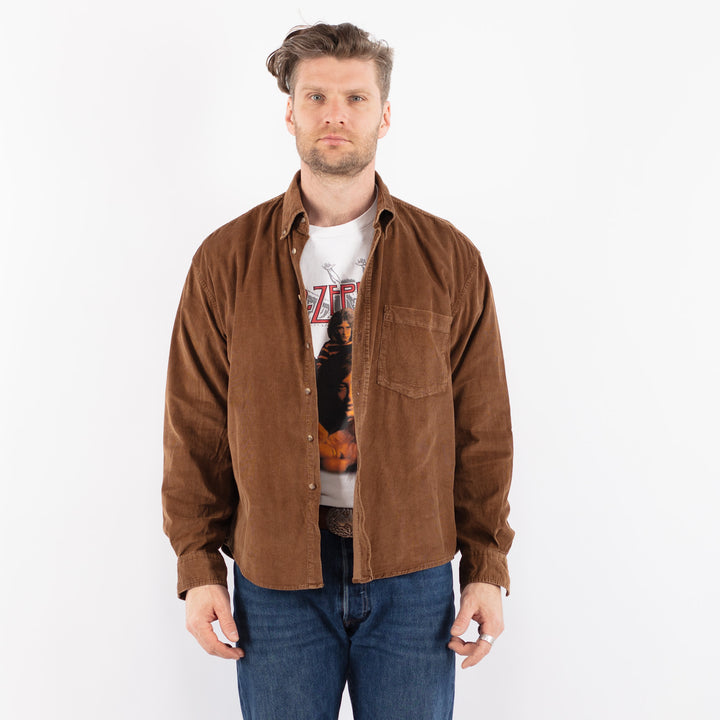 Vintage 90's Men Corduroy Shirt in BrownZ1486