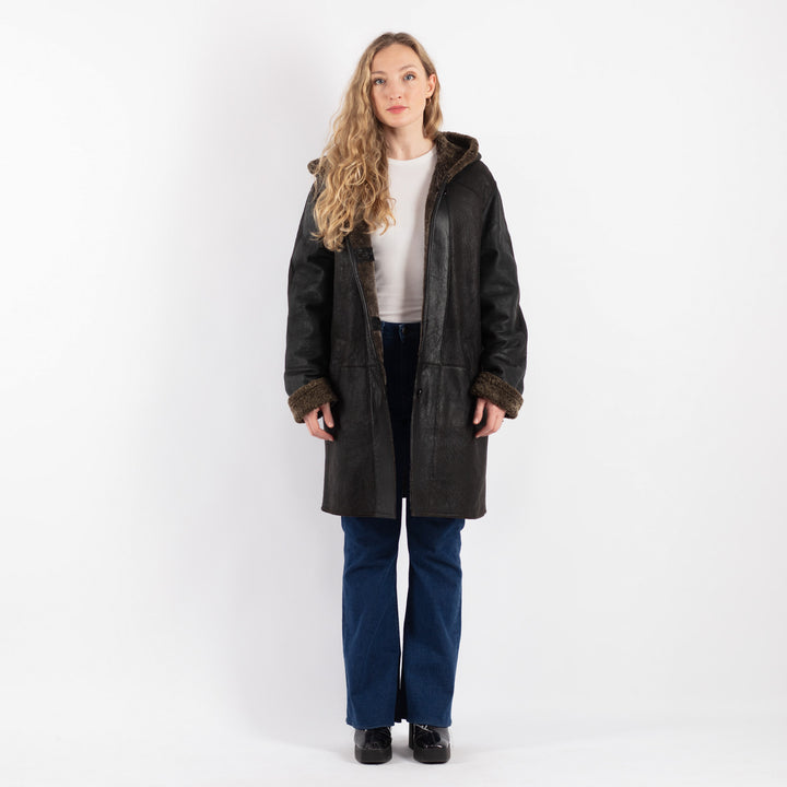 Vintage 90's Women Sheepskin Coat in BlackV9219