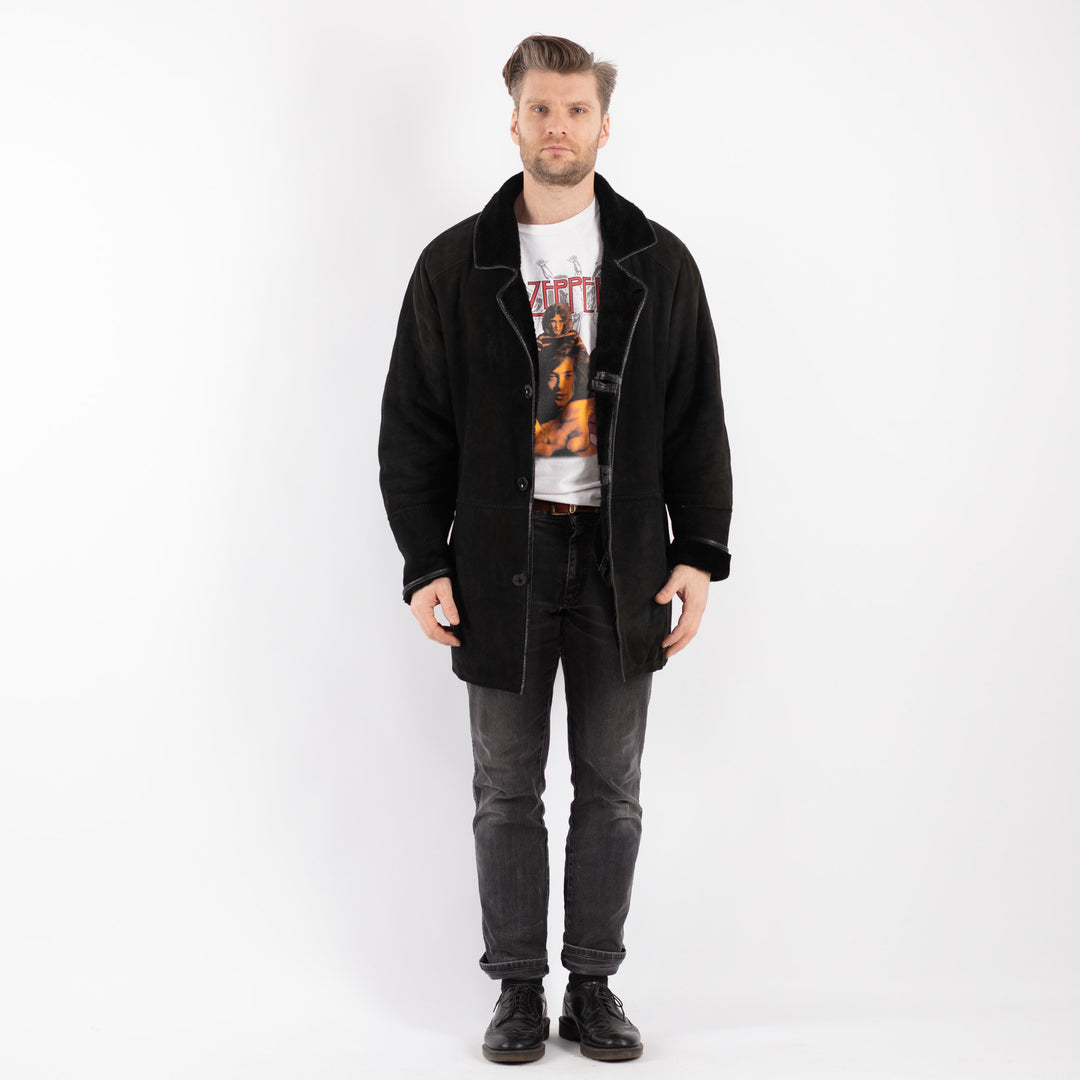 Vintage 90's Men Sheepskin in Black