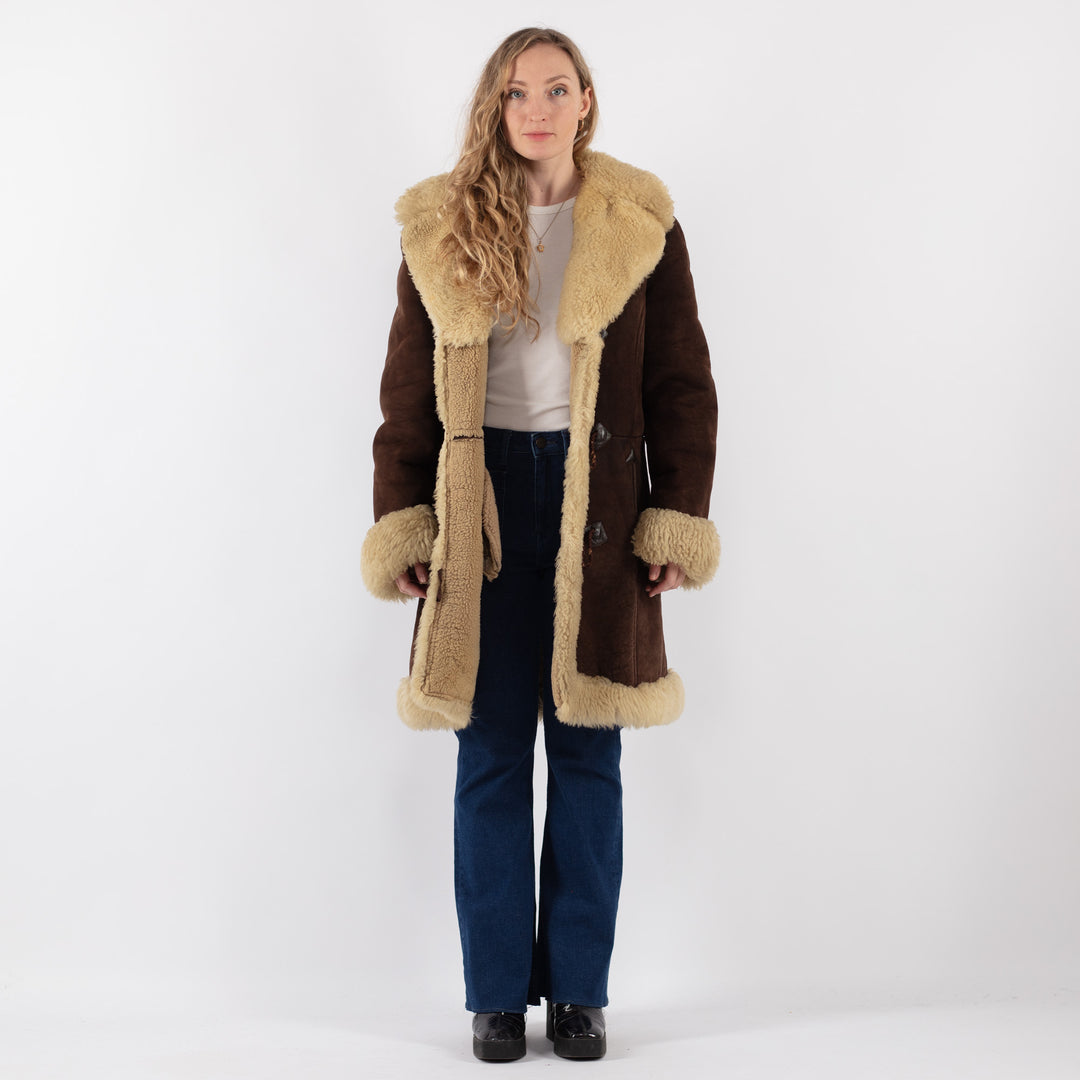 Vintage 70's Women Sheepskin Coat in BrownV9430