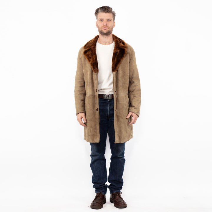 Vintage 70's Men Sheepskin Coat in BeigeZ2636