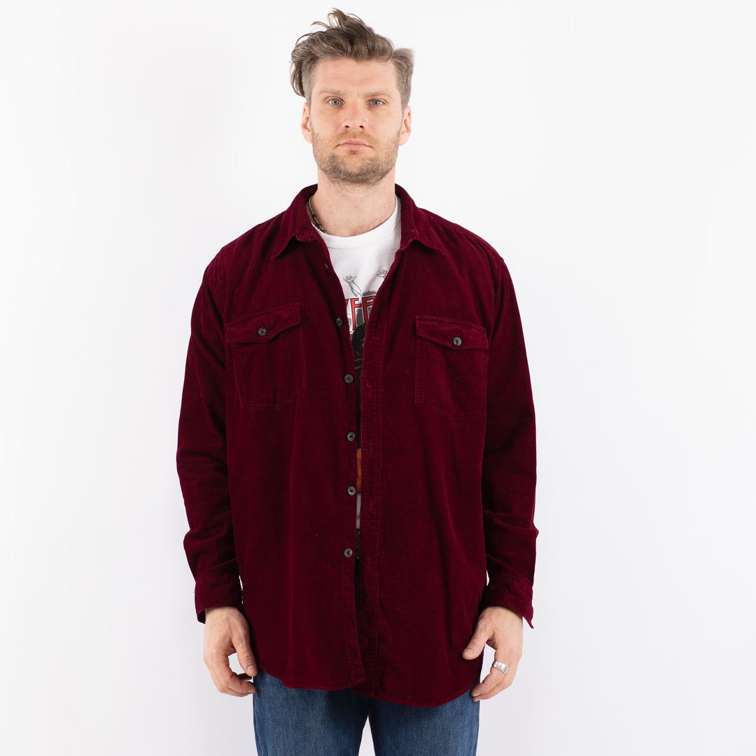 Vintage 90's Men Corduroy Shirt in RedZ1490