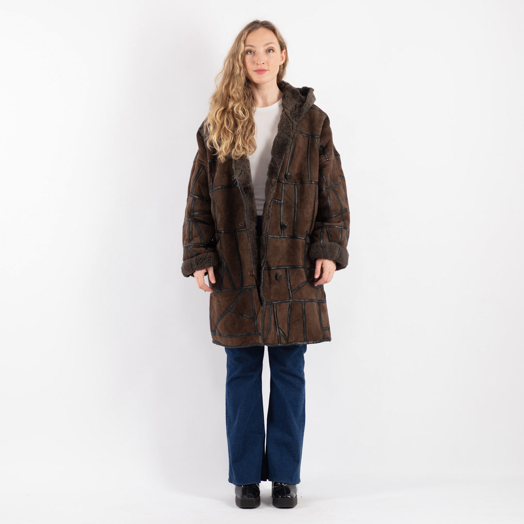 Vintage 90's Women Sheepskin Coat in BrownV9221