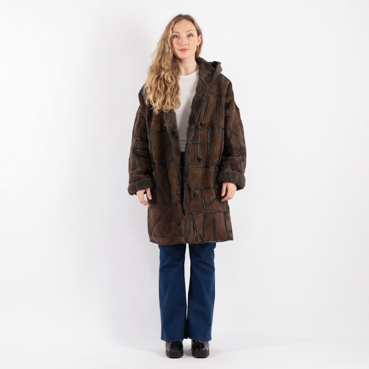 Vintage 90's Women Sheepskin Coat in BrownV9221