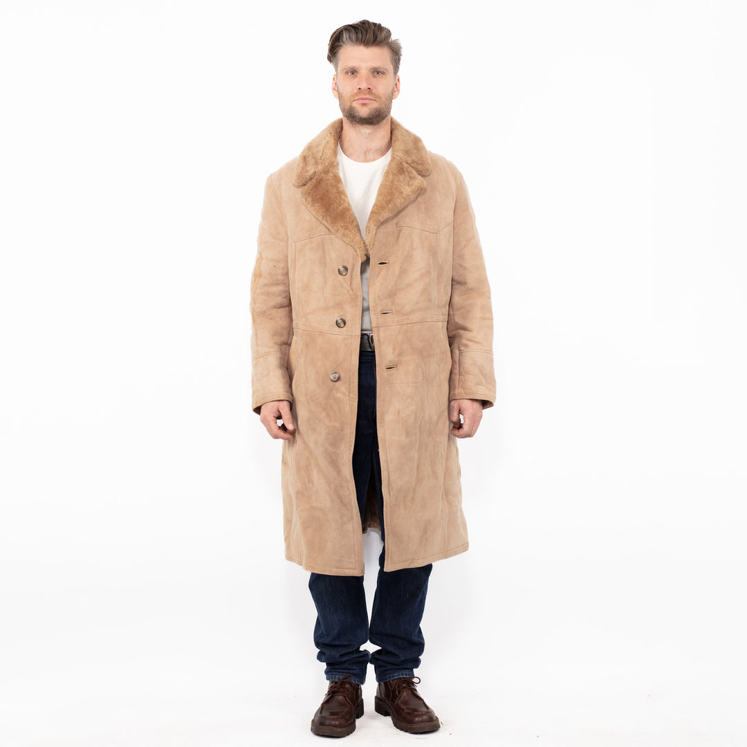 Vintage 80's Men Sheepskin Coat in BeigeZ2637