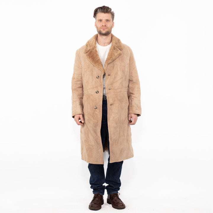 Vintage 80's Men Sheepskin Coat in BeigeZ2637