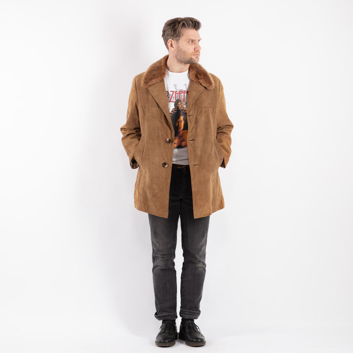 Vintage 70's Men Suede Sherpa Coat in BeigeZ506