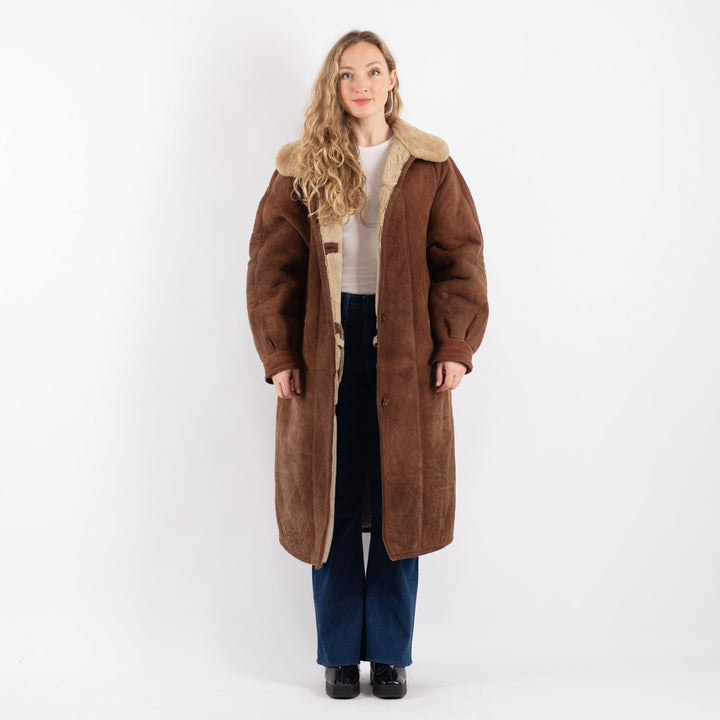 Vintage 80's Women Sheepskin Coat in BrownV9223