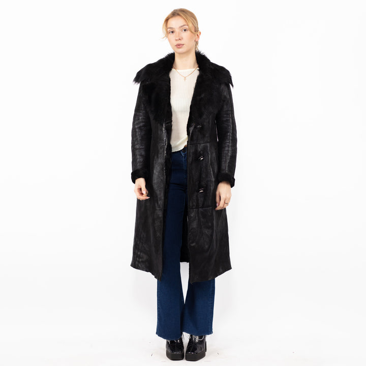 Vintage 00's Women Sheepskin Coat in BlackA0869