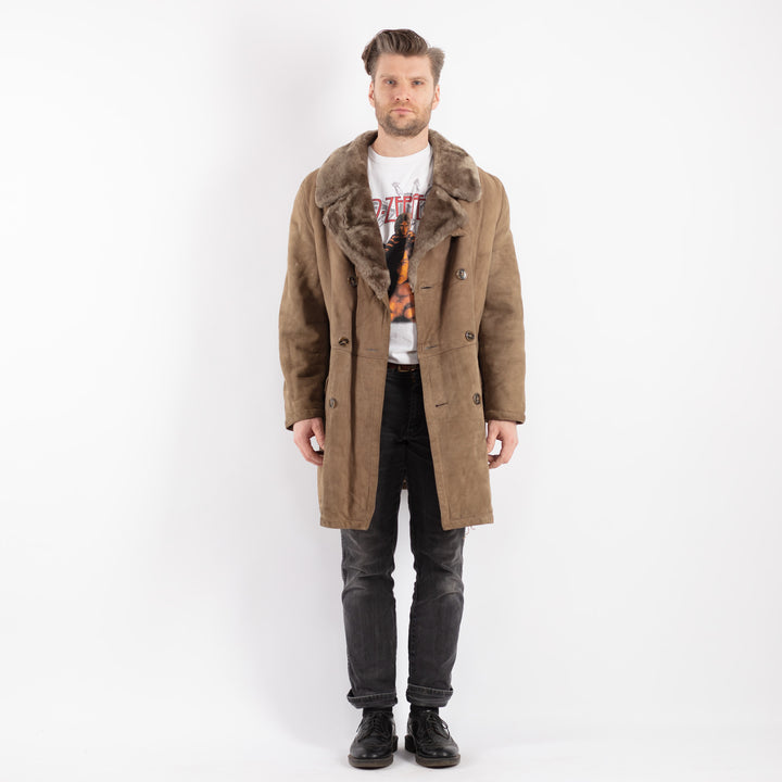 Vintage 70's Men Sheepskin Coat in BeigeZ509