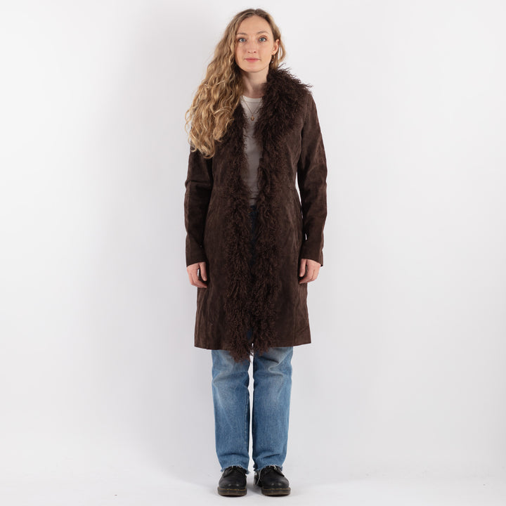 Vintage 00's Women Suede Coat in BrownV9313