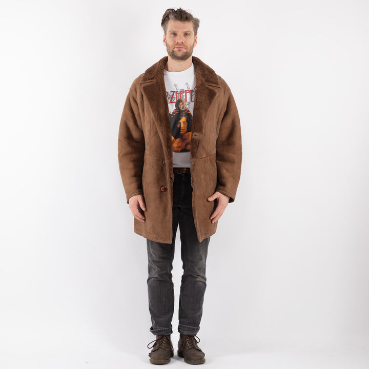 Vintage 70's Men Sheepskin Coat in BrownZ607