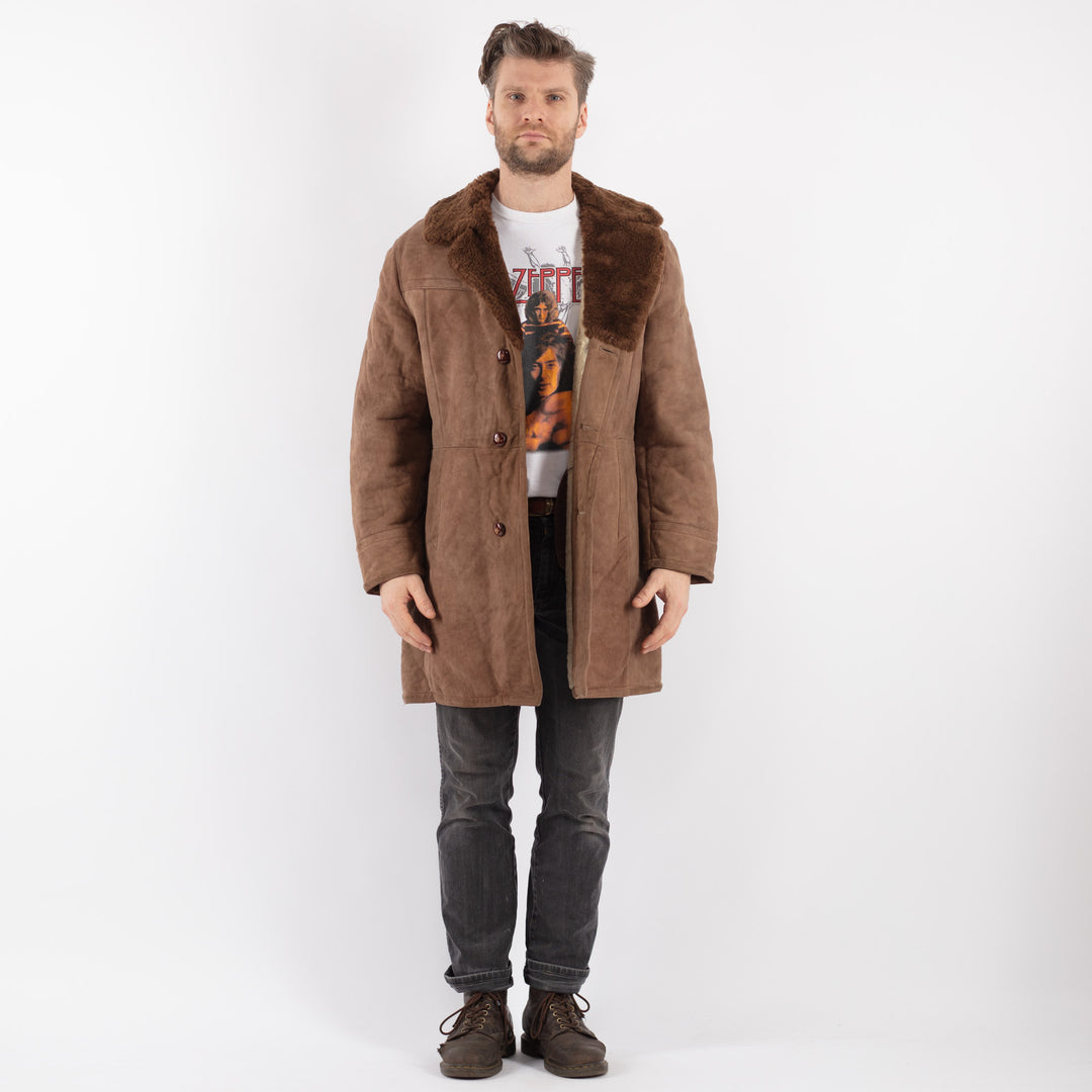 Vintage 70's Men Sheepskin Coat in BeigeZ611