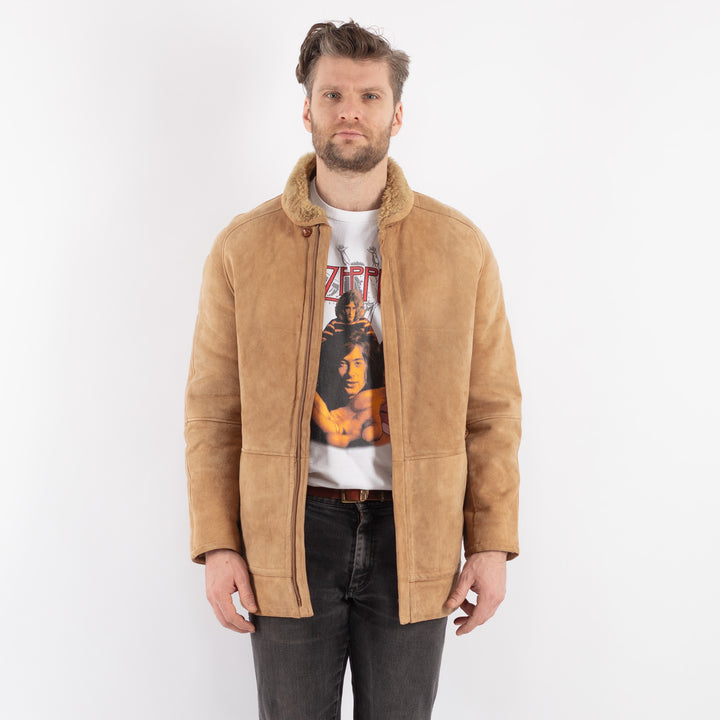 Vintage 70's Men Sheepskin Jacket in Beige