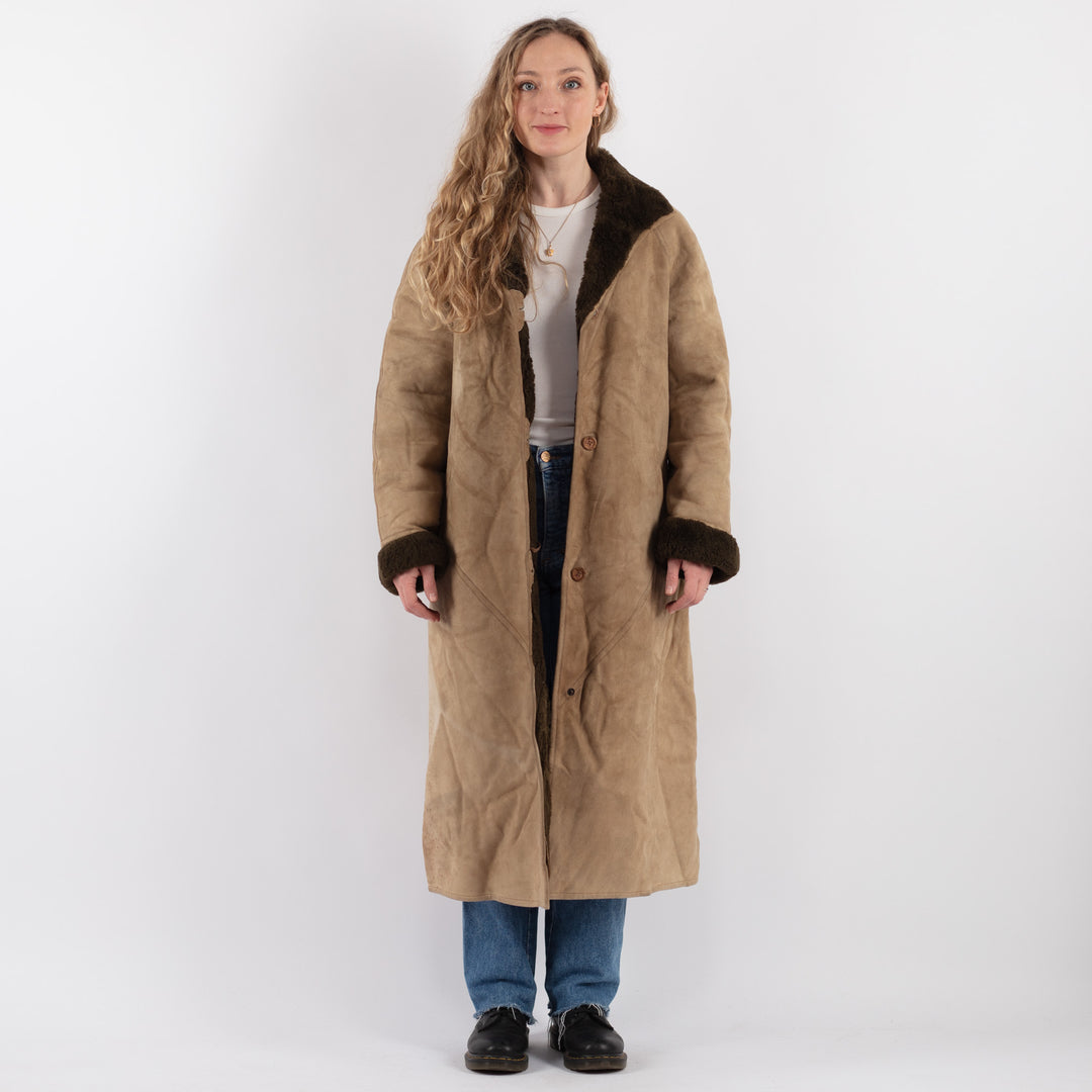 Vintage 80's Women Sheepskin Coat in BeigeV9321