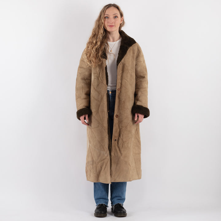 Vintage 80's Women Sheepskin Coat in BeigeV9321