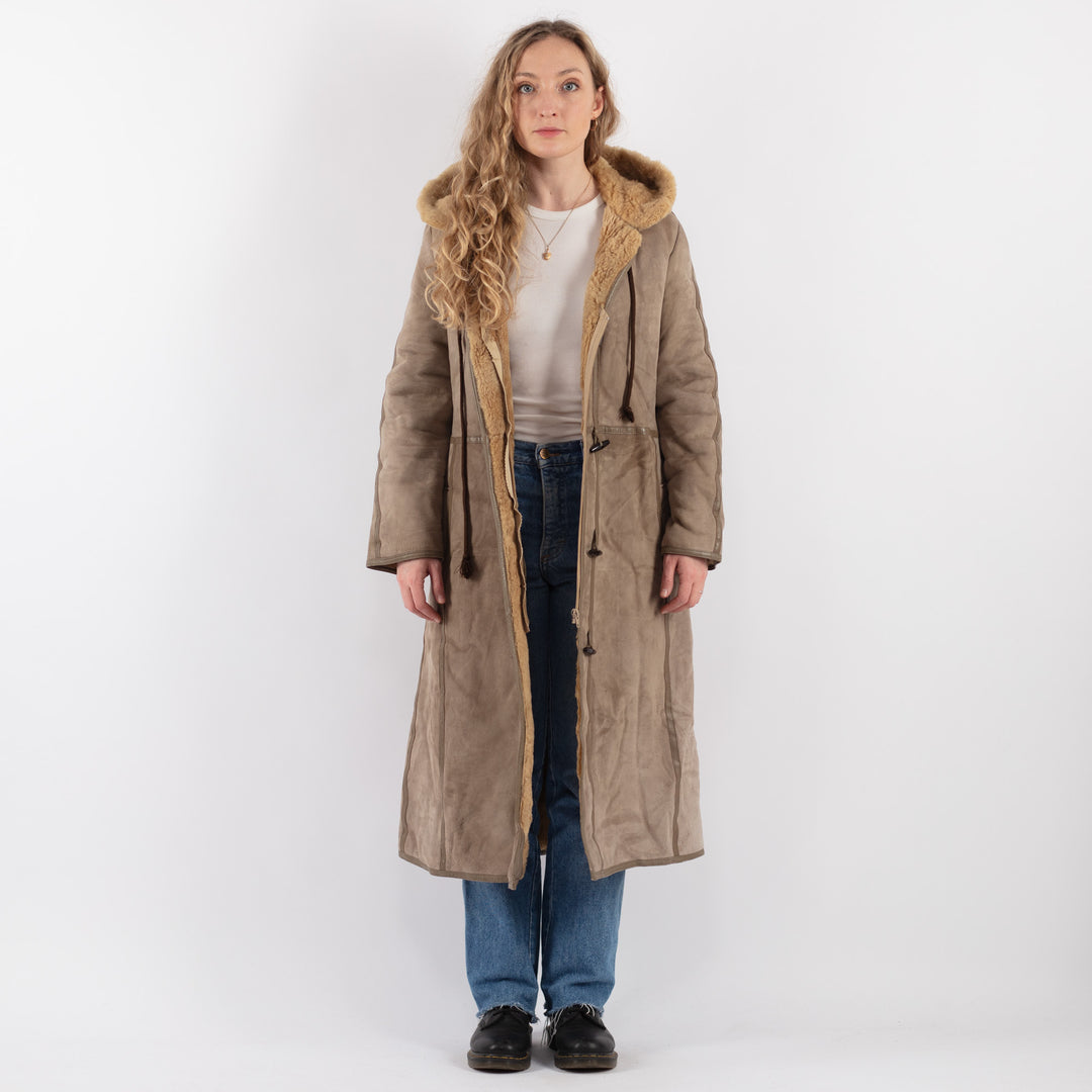 Vintage 80's Women Sheepskin Coat in BeigeV9322