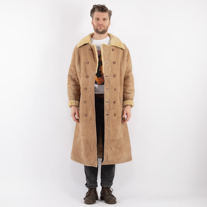 Vintage 70's Men Sheepskin Coat in BeigeZ622