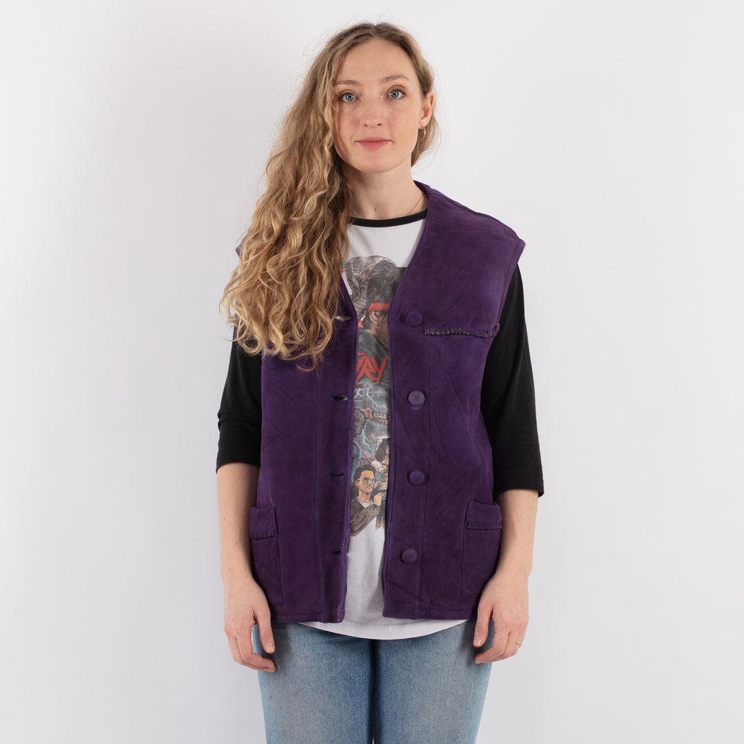 Vintage 90's Women Sheepskin Vest in PurpleV9331