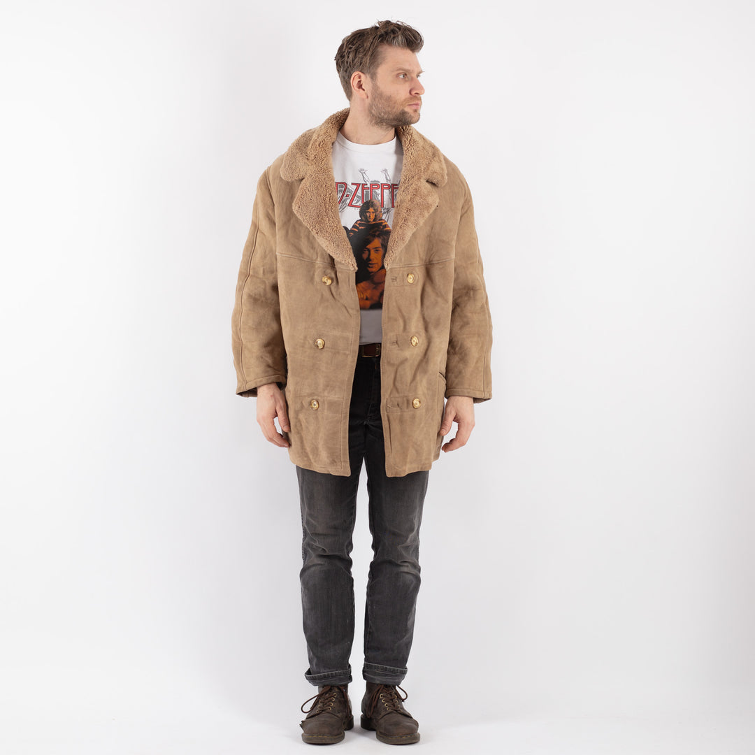 Vintage 70's Men Sheepskin Coat in BeigeZ630