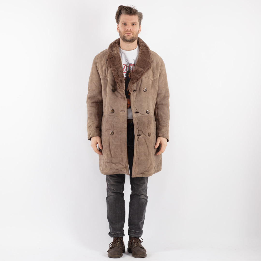 Vintage 70's Men Sheepskin Coat in BeigeZ632