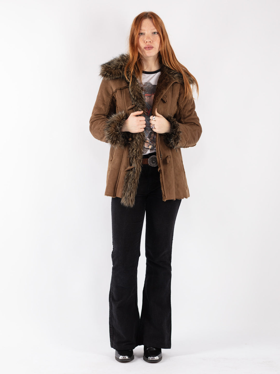 Vintage 00's Women Faux Sheepskin Coat in