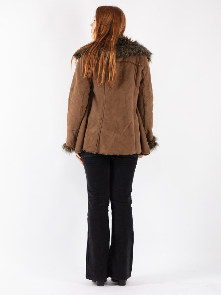 Vintage 00's Women Faux Sheepskin Coat in
