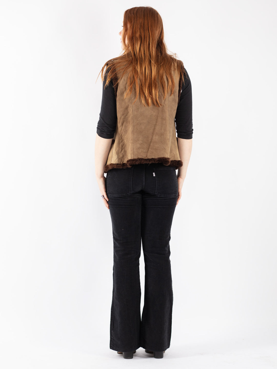 Vintage 70's Women Sheepskin Vest in Beige