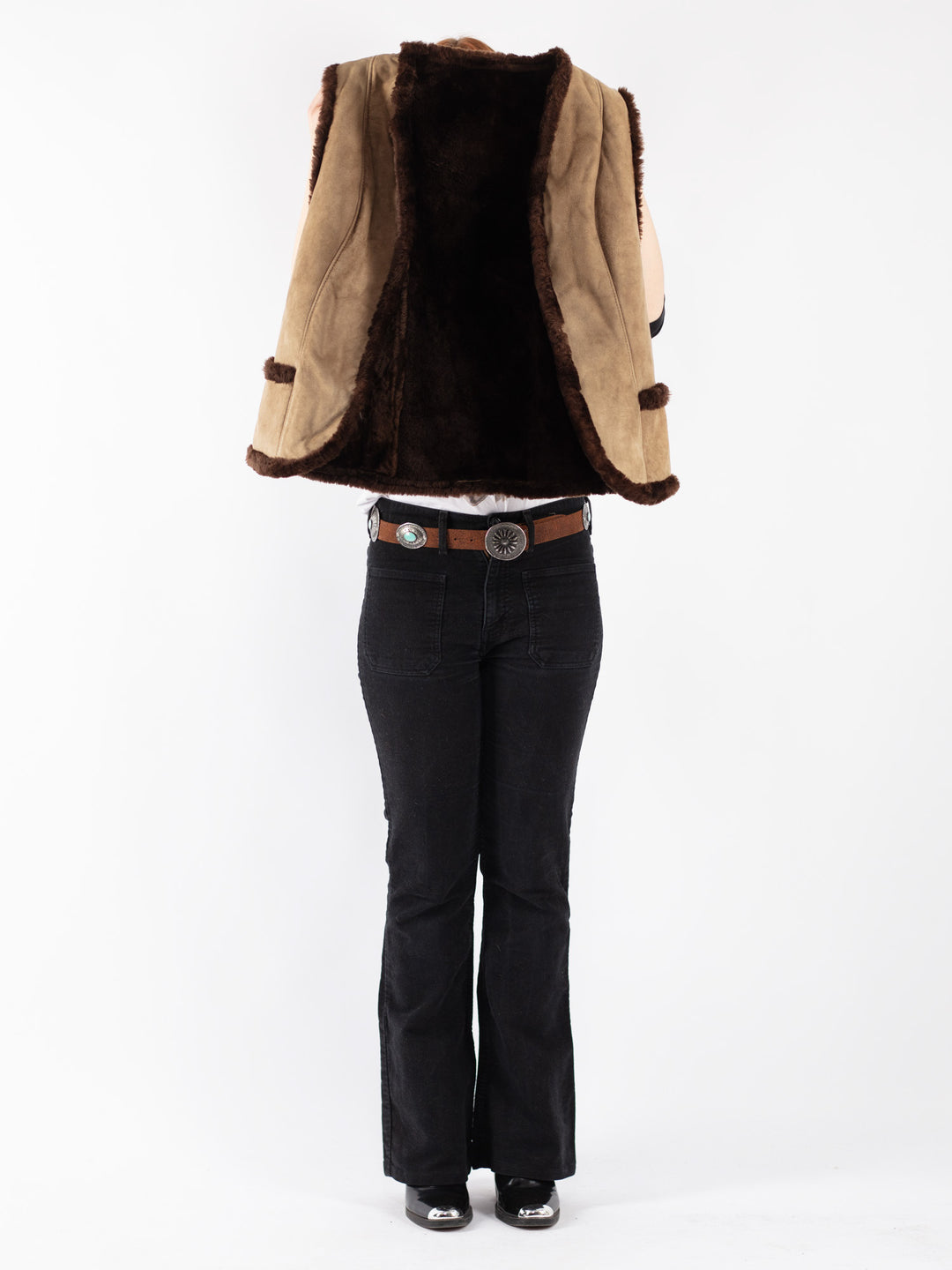 Vintage 70's Women Sheepskin Vest in Beige