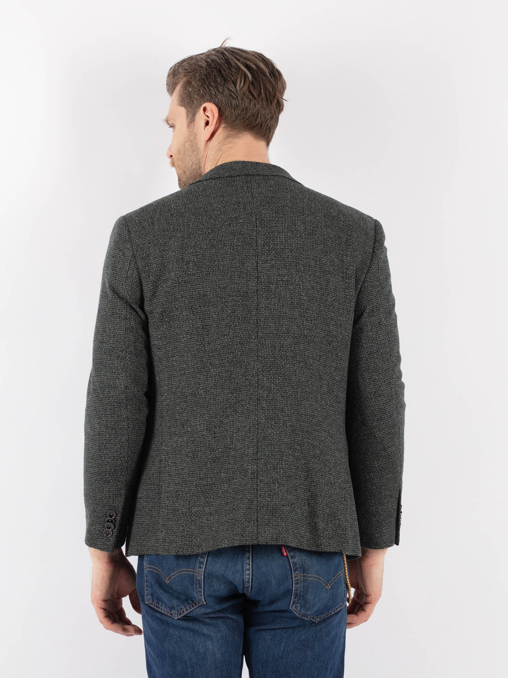 Vintage 00's Men Wool Blazer Jacket in GrayZ1189