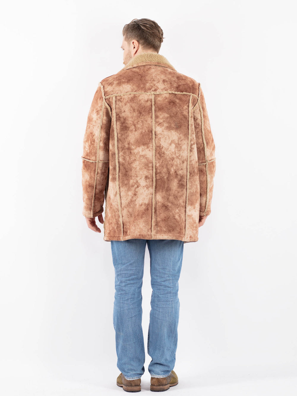 Vintage 00's Men Faux Sheepskin Coat in BeigeZ1451