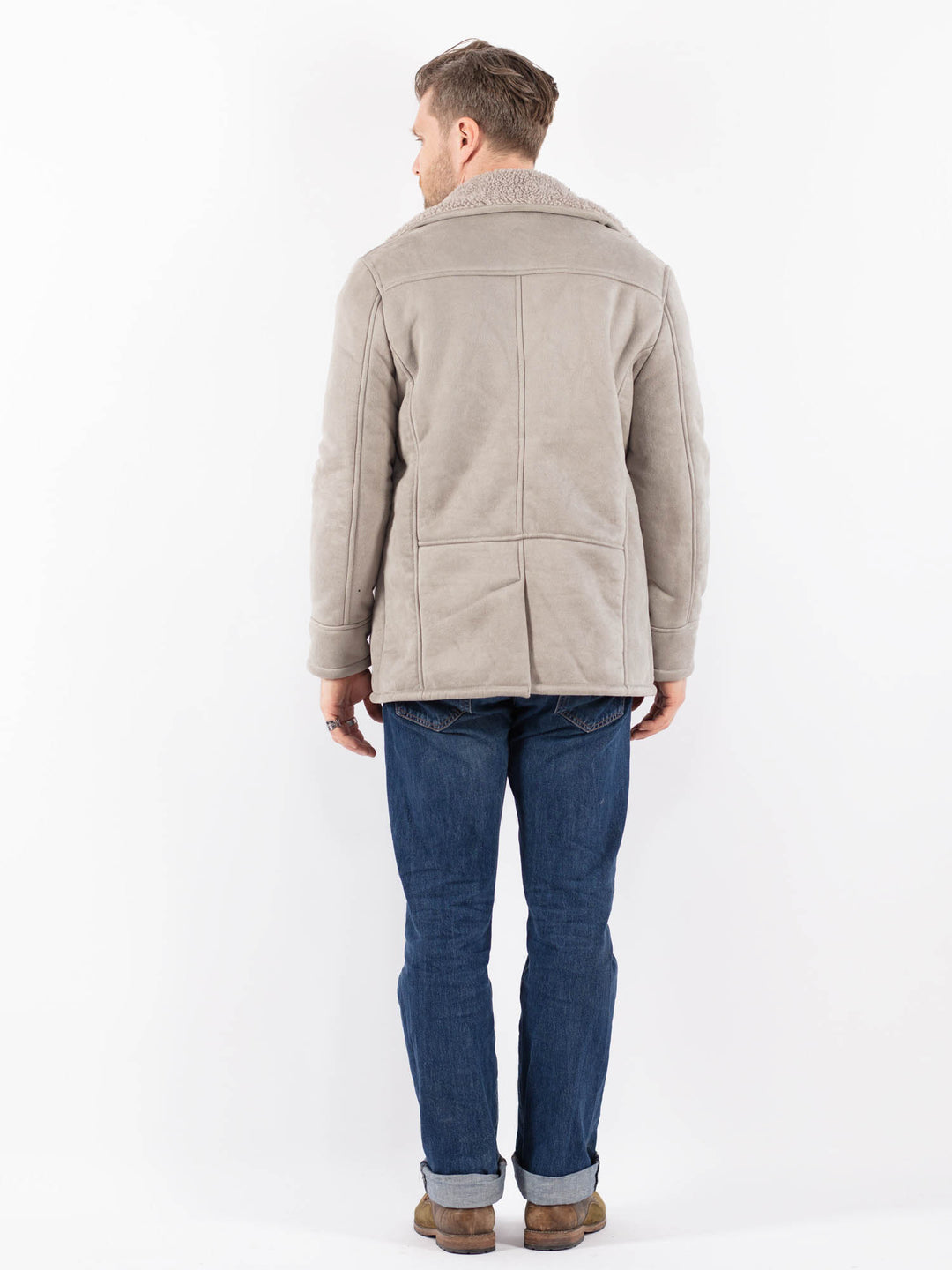 Vintage 00's Men Faux Sheepskin Jacket in GrayZ1537