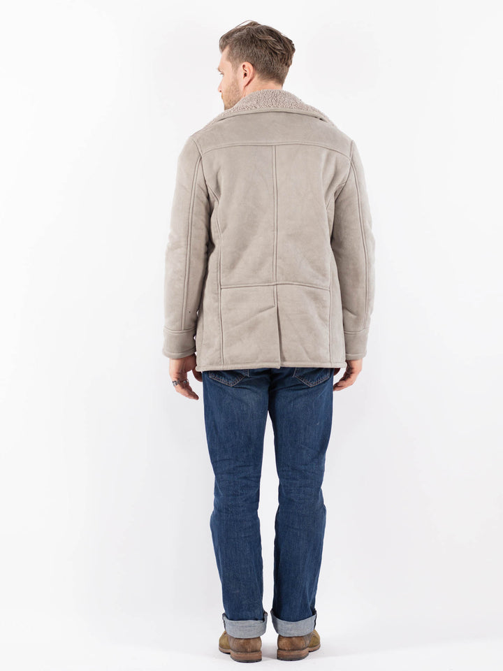 Vintage 00's Men Faux Sheepskin Jacket in GrayZ1537