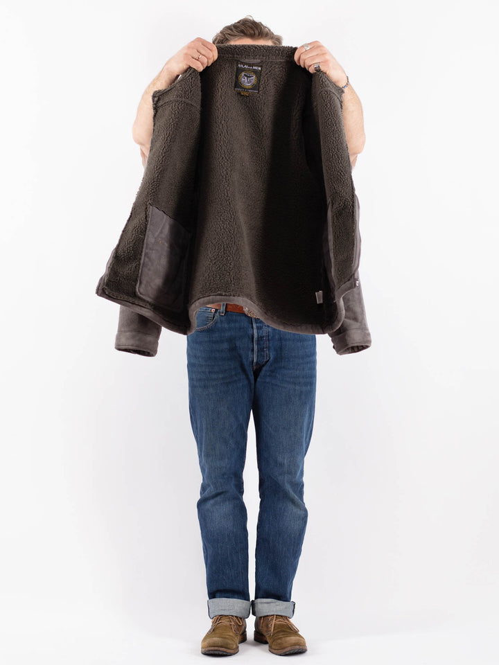 Vintage 00's Men Faux Sheepskin Jacket in GrayZ1539