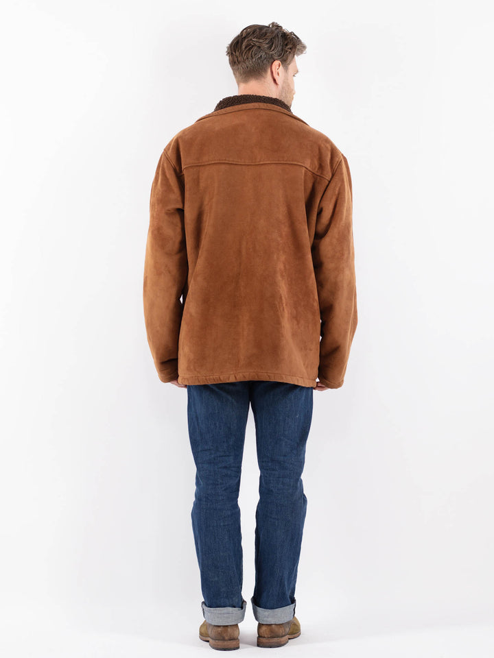 Vintage 00's Men Faux Sheepskin Jacket in BrownZ1543