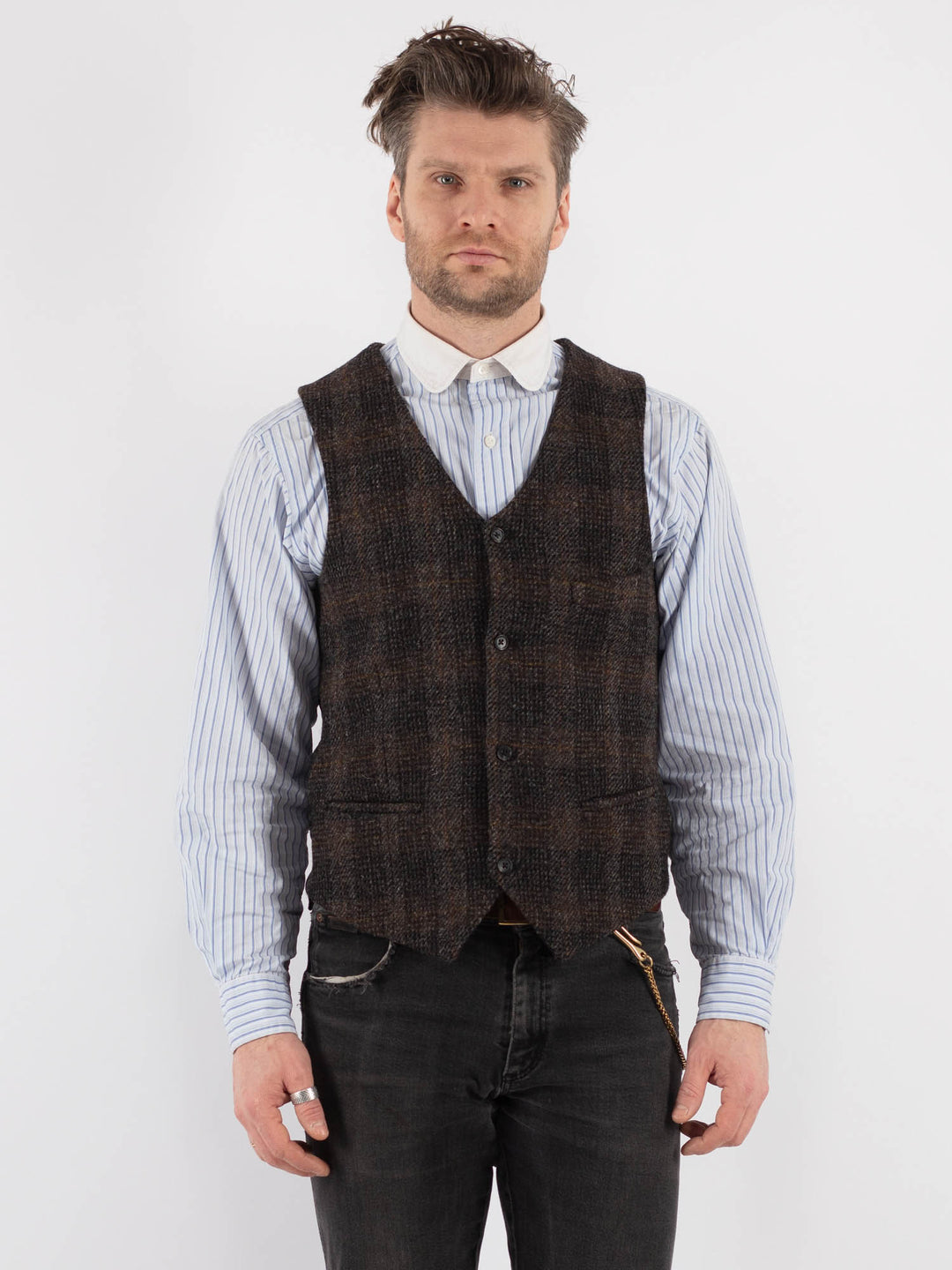 Vintage 00's Men Harris Tweed Vest in Brown - NorthernGrip